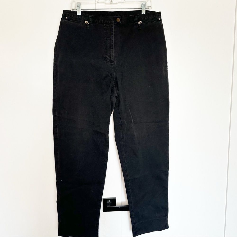 Ralph Lauren chino pant black 16W plus sz high rise straight leg utility earthy